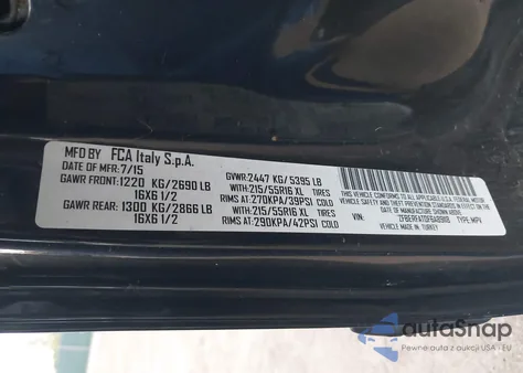 2015 Ram Promaster City Tradesman z USA, uszkodzony, nr VIN ZFBERFAT0F6A89118